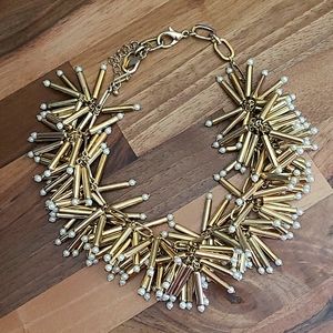 Fireburst Matchstick Style Necklace with Faux Pearls